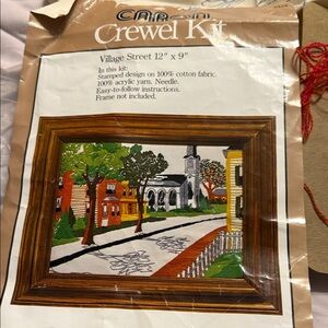 Village Street Crewel Kit (started)